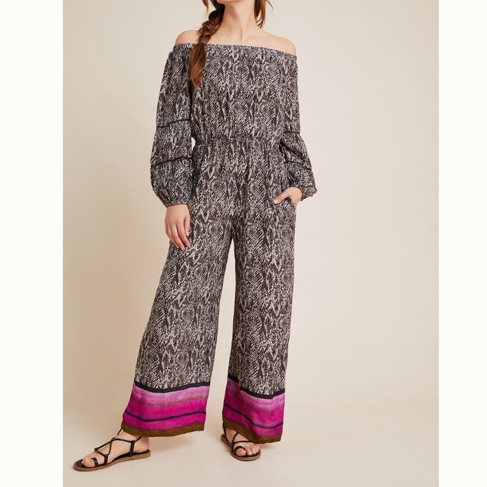 NWT Anthro Pezira off-shoulder jumpsuit